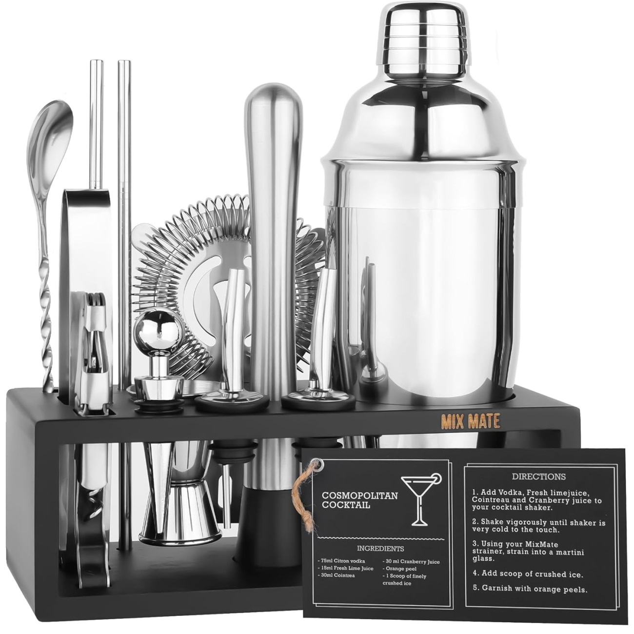 Mixology Bartender Kit with Stand - 15 Piece Bar Tool Set